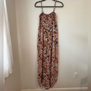 Kori Brown and Cream Smocked Jumpsuit